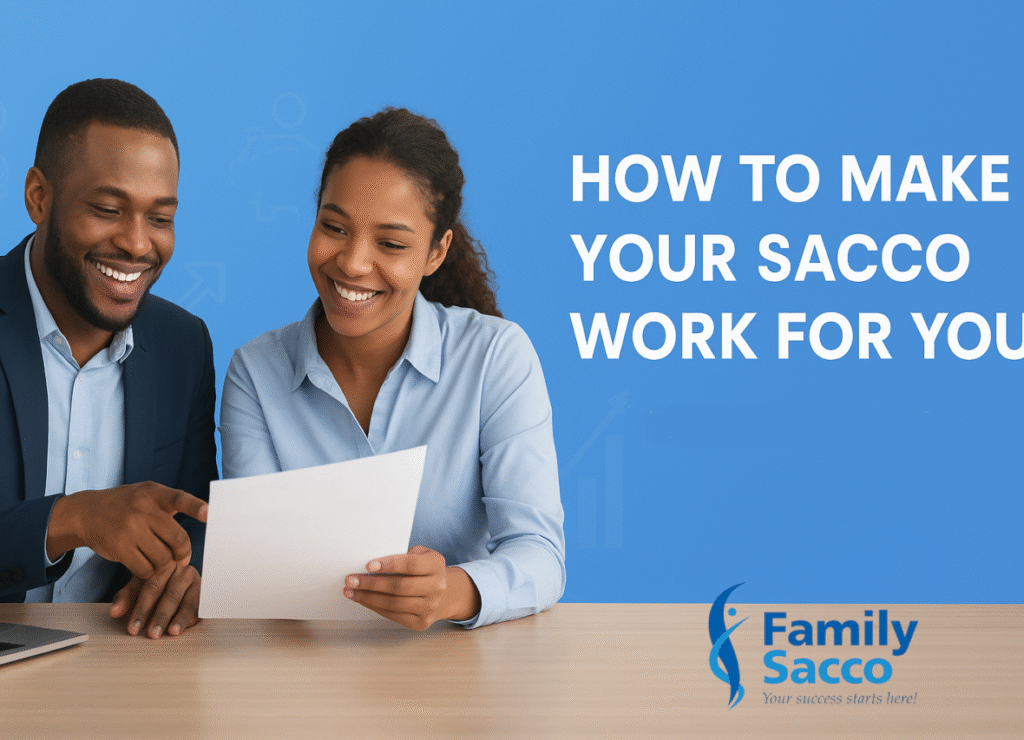 How to Make Your SACCO Work for You - Two Kenyan professionals reviewing SACCO savings plans in an office, representing financial growth and empowerment in Kenya.